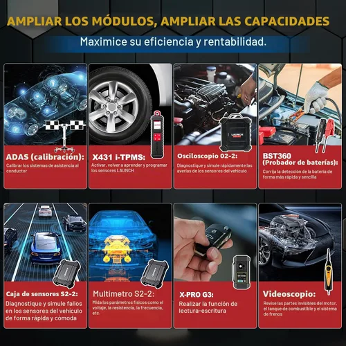 Vista 8 de LAUNCH X431 PRO Elite [nuevo modelo 2023] Escáner bidireccional totalmente funcional con CANFD y DOIP, codificación ECU, más de 32 Rojo