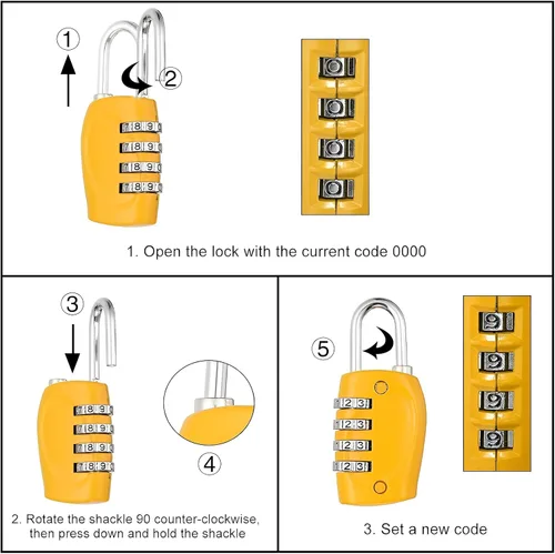 Vista 2 de TAORANJU Paquete de 2 cerraduras de combinación, cerradura de casillero de 4 dígitos reiniciable, cerradura combinada para exteriores, impermeable
