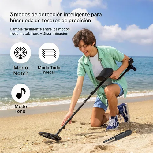 Vista 3 de Detector de Metales Bounty Hunter Tracker IV – Diseñado para Adultos y Niños con Bobina Impermeable de 8 Pulgadas, Alta Precisión, 3 Modos