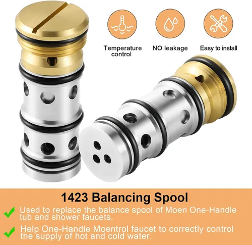 Vista 5 de Cartucho de válvula de carrete de equilibrio 1423 compatible con Moen Moentrol Series de reemplazo de válvulas de ducha y ducha de un solo mango