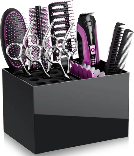 Vista 12 de Noverlife - Caja organizadora profesional para tijeras de barbero, organizador de almacenamiento para tijeras de peluquería de salón, peines, clips