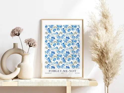 Vista 7 de ColorAndFlair Watercolor Floral Art Print Forget Me Not Flower Symbolic Meaning Blue Wildflower Wall Art Botanical Poster (8x10 inches)