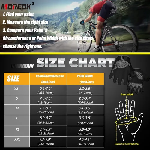 Vista 6 de MOREOK Cycling Gloves Bike Gloves for MenWomen-5MM Gel Pad Half Finger Bicycle Biking Gloves for CyclingWeight LiftingGymMotorcycleRowingOutdoor