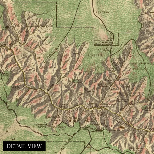 Vista 2 de HISTORIX Póster vintage del Parque Nacional del Gran Cañón de 1926 – Póster vintage de 18 x 24 pulgadas – Mapa histórico del Gran Cañón para pared