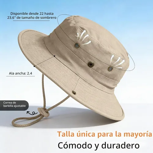 Vista 4 de Sombreros de sol para hombres y mujeres, sombrero de safari plegable caqui (1pack-khaki)