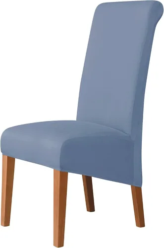 Vista 7 de 4 piezas de fundas elásticas lavables de elastano para sillas de comedor, protectores de asiento para todas las estaciones (negro, 4)