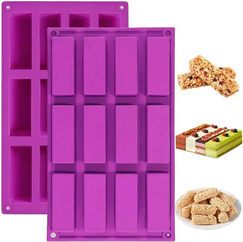 Vista 11 de Palksky (2 piezas) Barra rectangular de granola de 8 cavidades, molde de silicona, moldes de barra de nutrición/cereales, barra de energía