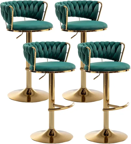 Vista 30 de Canxkun Gold - Juego de 2 taburetes de bar, sillas de bar de altura de mostrador con respaldo bajo, taburetes de bar de altura ajustable de Beige