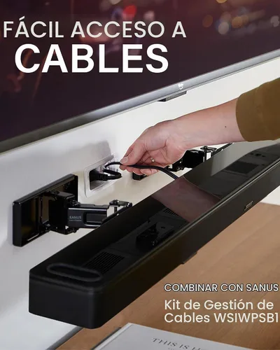 Vista 6 de Sanus Soporte de pared universal extensible para barra de sonido, compatible con la mayoría de barras de sonido, soportes de altavoz debajo de TV