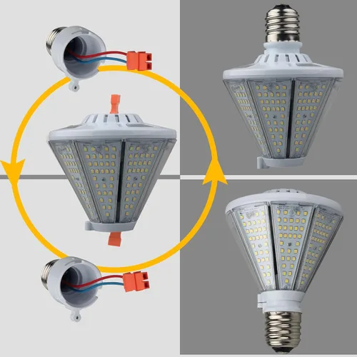 Vista 2 de dephen Bombilla LED de mazorca de maíz de 50 W, cono triangular de 6500 lúmenes, luz superior de poste base E26, reemplazo de halogenuros metálicos