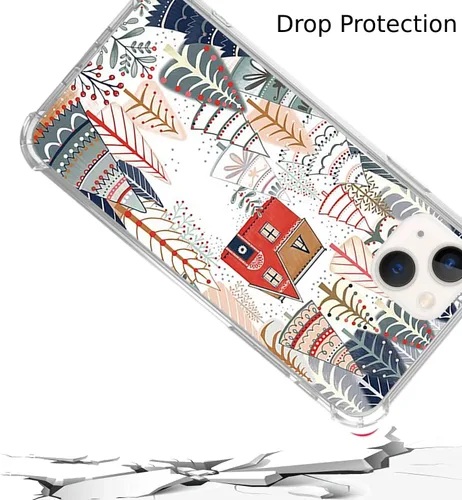 Vista 3 de Funda estética para iPhone 15 Plus, diseño de árboles y casas de pueblo navideño para iPhone 15 Plus, cubierta de suelo de nieve de invierno