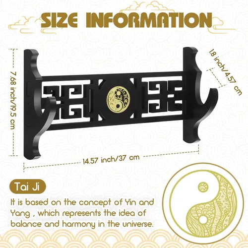 Vista 2 de Barydat Soporte para espada de 1 nivel, soporte de pared, soporte de pared para espada samurái, soporte para Katana japonés, colección