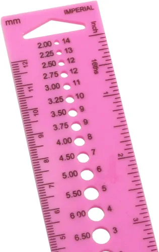 Vista 2 de Calibre de aguja de tejer DGZZI INCH CM regla de plástico rosa aguja de tejer calibre circular geométrica plantilla regla herramienta de medición