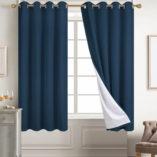 Vista 42 de Diraysid Cortinas 100% opacas de lino beige para dormitorio, con ojales, aislamiento térmico, cortinas de oscurecimiento de habitación