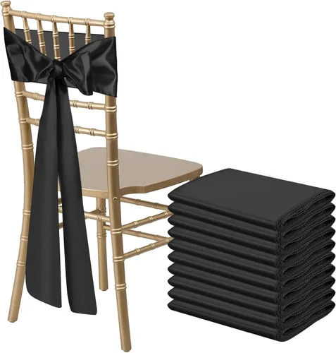 Vista 17 de 10 PCS Lazos de Satén Azul Bebé para Sillas Bandas Universales Cintas para Sillas Lazos Traseros para Bodas Fiestas Recepciones Eventos Banquetes