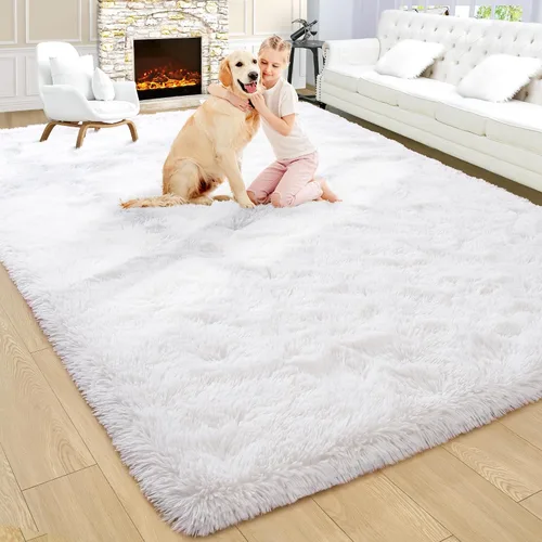 Vista 60 de Noahas Alfombras de Área Grandes y Esponjosas de 5x8 pies para Sala de Estar y Dormitorio, Alfombra Gruesa de Pelo Largo Beige y Blanca, Alfombra
