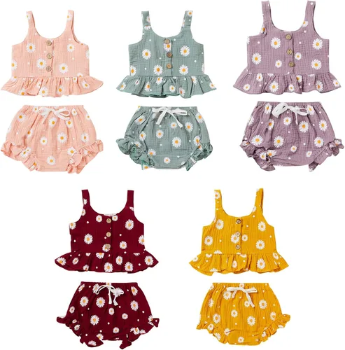 Vista 2 de Conjunto de ropa de verano para bebés y niñas pequeñas