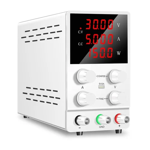Vista 10 de Fuente de alimentación de CC variable, 30 V, 10 A, 5 A, fuente de alimentación de banco regulada de CC con pantalla LED de 4 dígitos, 15 V, 60 V
