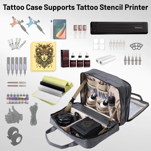 Vista 6 de Phomemo Impresora inalámbrica de plantillas de transferencia de tatuajes M08F con 1 bolsa de tatuaje multifuncional