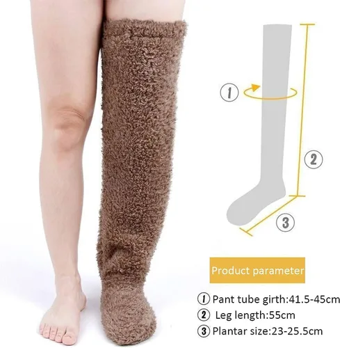Vista 2 de Snuggs - Calcetines acogedores hasta la rodilla, cálidos por encima de la rodilla, piernas peludas, calcetines largos y mullidos