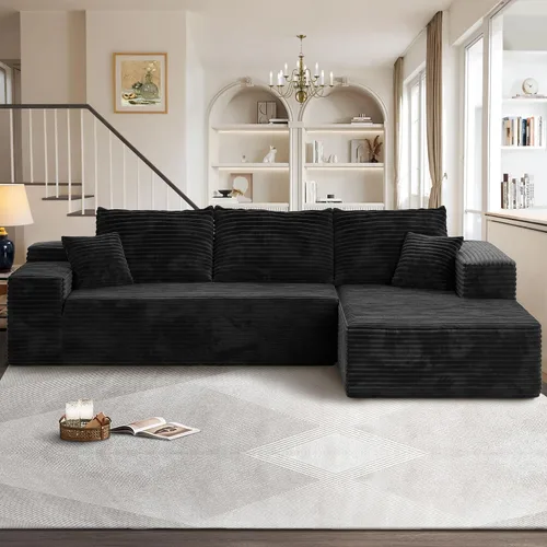 Vista 9 de Sofás seccionales Cloud de 96 pulgadas para sala de estar, sofá sin hueso en forma de L con cómoda silla, sofá modular con asiento profundo,
