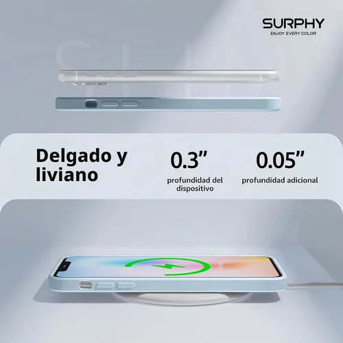 Vista 6 de SURPHY Diseño para Funda iPhone 11 con Protección de Cámara, Diseño Delgado de Borde Recto, Funda de Teléfono de Silicona Líquida para iPhone 11