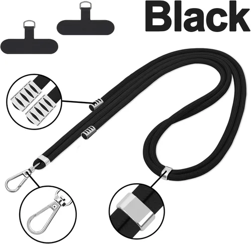 Vista 4 de Cordón universal para teléfono celular, 2 correas cruzadas para teléfono para mujer, 2 correas para teléfono de muñeca y 4 conectores mejorados