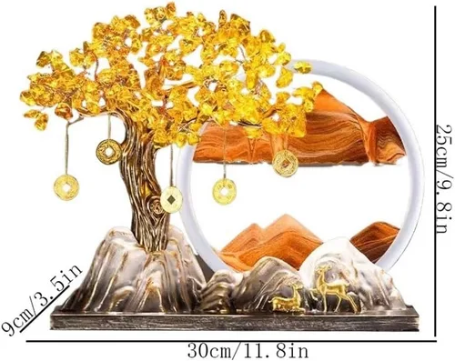 Vista 2 de Crystal Tree Living Room Crystal Fortune Tree, Citrine Money Tree Quicksand Painting Ornament, Home Office Opening Decoration Money Tree Gem Blue