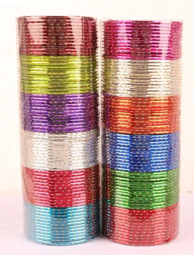 Vista 8 de Touchstone - Juego de pulseras indias para mujer, coloridas, joyería de regalo, a granel de pulseras de metal estilo Bollywood en 12