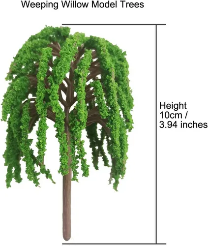 Vista 5 de Modelo Trees Hobby Train Scenery Set Artificial Miniatura Palma Coco Rojo Arce Llorando Willow Oak Decoración Kit de Juguete con Hojas Verdes DIY