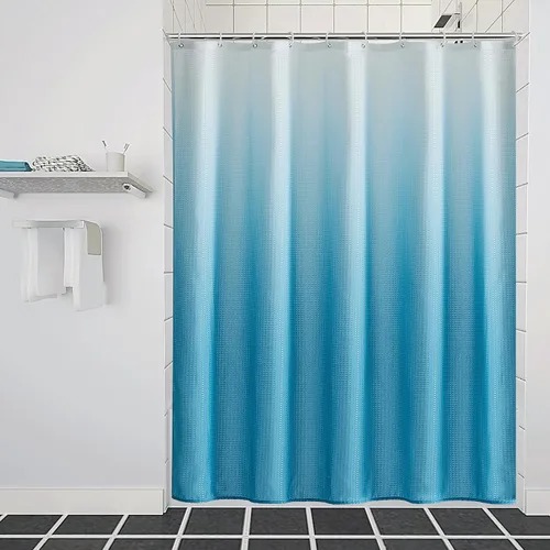 Vista 8 de Furlinic Cortina de ducha negra de 60 x 72 pulgadas, cortinas de ducha de tela con peso ombré para baño, hotel, spa, lujo, juego de cortina de ducha
