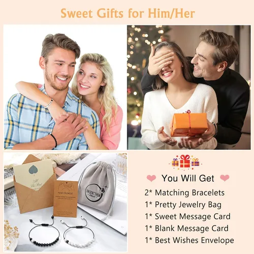 Vista 6 de UNGENT THEM - Pulseras Pinky Promise para parejas o mejores amigos juego de pulseras para relaciones a distancia bisutería de regalo para mujeres