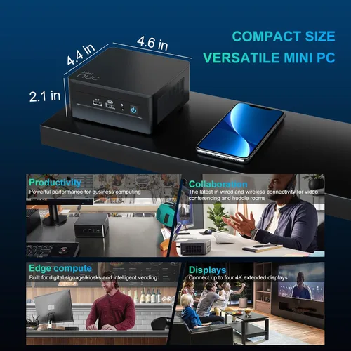 Vista 7 de Intel NUC 13 Pro NUC13ANHi5 Arena Canyon Mini PC, Core i5-1340P, Barebones, sin RAM, sin SSD, sin sistema operativo, mini computadoras para oficina