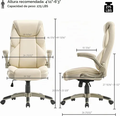 Vista 2 de EUREKA ERGONOMIC Galene - Silla de oficina ejecutiva, color beige Blanco sucio