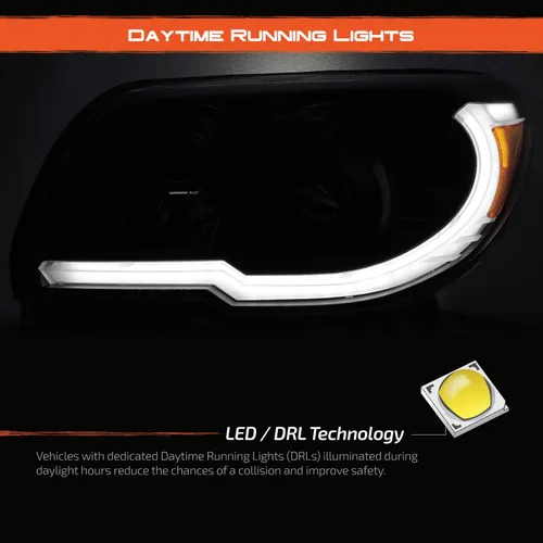 Vista 4 de AKKON - Para 2006 2007 2008 2009 Toyota 4Runner LED DRL Proyector Negro Faros Lámparas Par
