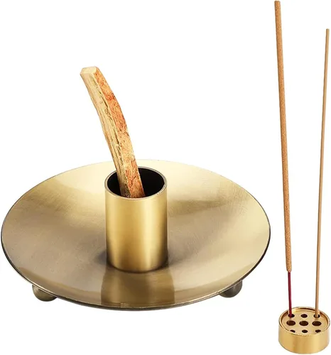 Vista 10 de Soporte de incienso 4 en 1, soporte para quemador de salvia, quemador de palo santo, bandeja de captura de cenizas de 5.47 pulgadas, soporte