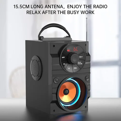 Vista 3 de Altavoz Bluetooth portátil con subwoofer, altavoces inalámbricos, para exteriores/interiores, gran soporte, control remoto, radio FM, tarjeta TF