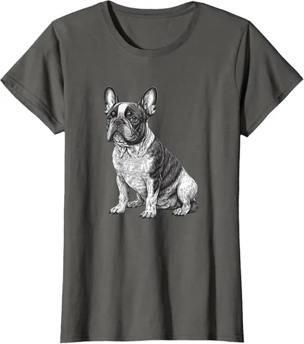 Vista 7 de Divertida camiseta francesa Bulldog francés en blanco y negro, Negro