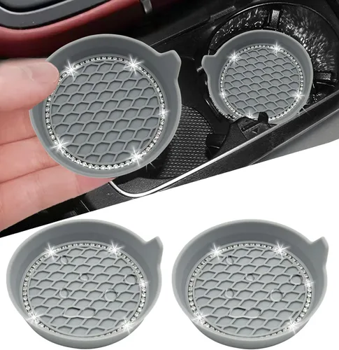 Vista 17 de NBTEPEM 2 posavasos de auto con diamantes de imitación, 2.75 pulgadas, antideslizantes, a prueba de golpes, universal, a la moda, para auto