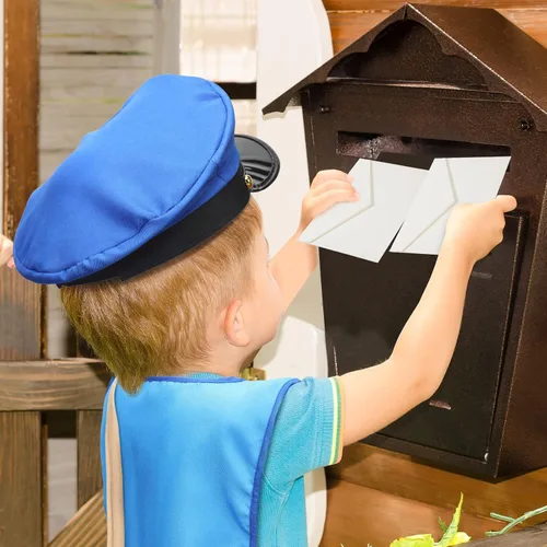 Vista 5 de Jiuguva Disfraz de cartero de Halloween, disfraz postal para niños, disfraz de fiesta de disfraces para niños y adultos