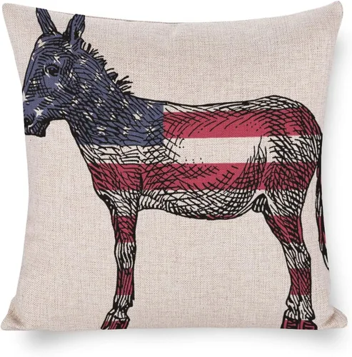 Vista 17 de Fundas de almohada de lino con mapa de la bandera de Estados Unidos, decoración del hogar al aire libre, 4 de julio, fundas de almohada