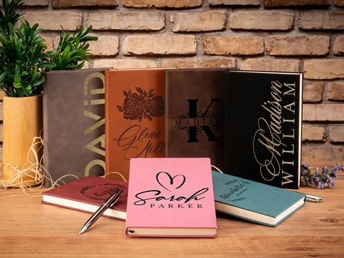Vista 2 de Personal Leather Journal Notebooks 12 Design, 9 Color - Black Journal for Women, Men - Custom Notebook to Write in - Diary for Girls, Women