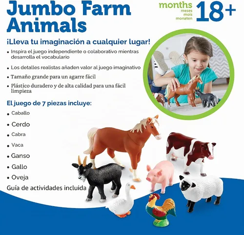 Vista 6 de Learning Resources, Juguetes de animales de granja gigantes, Multicolor