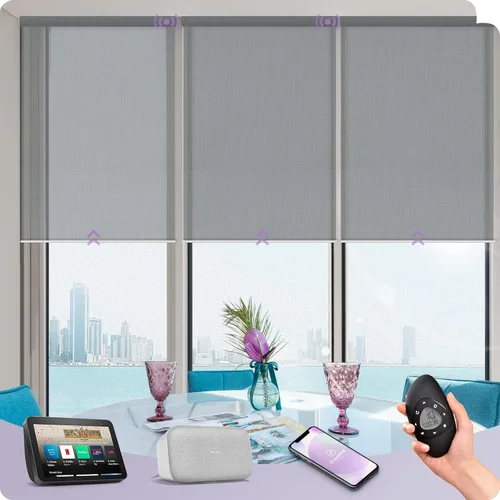 Vista 20 de Graywind Persianas enrollables inteligentes acopladas compatibles con Alexa Google, tamaño personalizado extra grande, persianas motorizadas
