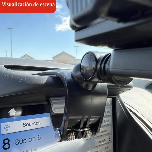 Vista 6 de Soporte para teléfono de coche, soporte giratorio de 360° ABS para espejo retrovisor automático con clip de base antideslizante, soporte