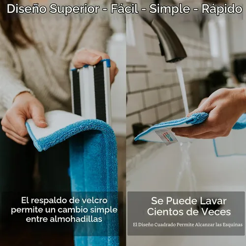 Vista 4 de Zflow - Mopa profesional de microfibra de 18 pulgadas, mango de acero inoxidable comercial con almohadilla de microfibra para el polvo + 3