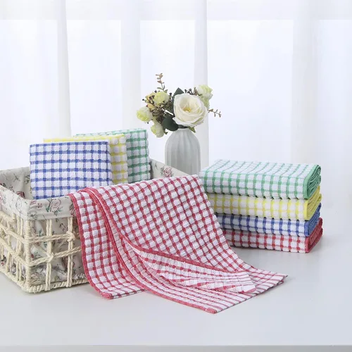 Vista 6 de Oeleky Toallas de cocina de algodón, 15 x 26 pulgadas, a cuadros, paquete Multicolor