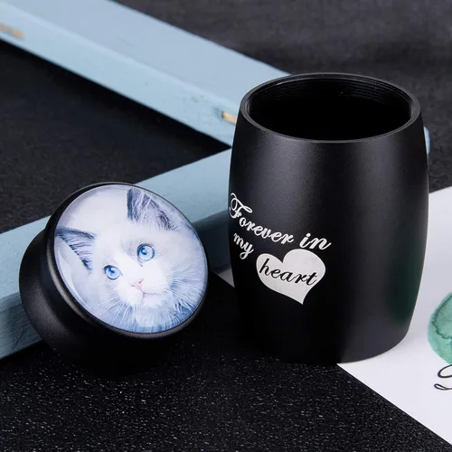 Vista 5 de Bivei Urnas pequeñas para cenizas humanas, urna personalizada de recuerdo con foto y texto para hombres y mujeres, mini urnas para adultos