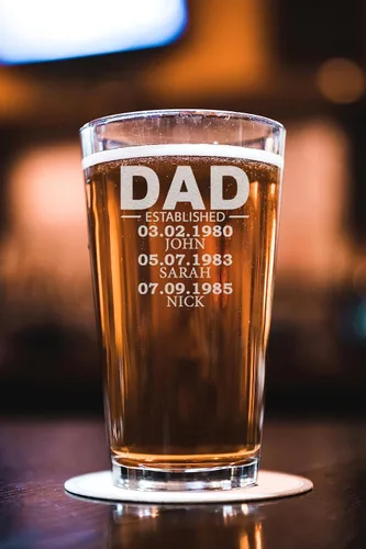 Vista 3 de Vaso de cerveza personalizado de 16 onzas para papá, regalos especiales para el día del padre, Navidad, vidrio personalizado de cumpleaños, añade