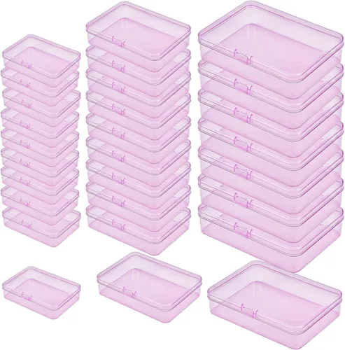 Vista 10 de LJY Contenedores de almacenamiento de plástico de 28 piezas con tapas (3 tamaños surtidos), caja organizadora rectangular, cajas de almacenamiento